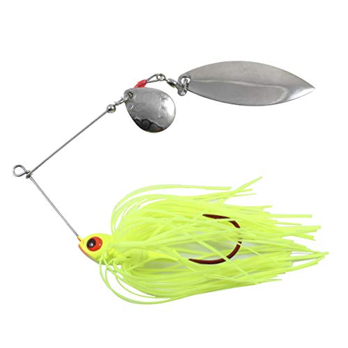 Reed-Runner Tandem Spinnerbait - Weedless Bass Lure - White Shad, 3/8 Oz