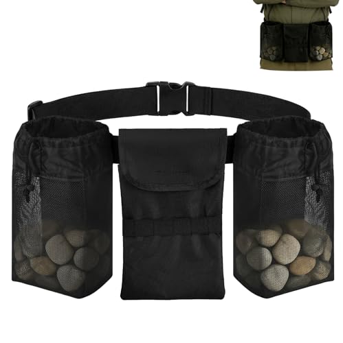 Hands-Free Rockhounding Waist Bag with 3 Mesh Pouches for Field Collecting