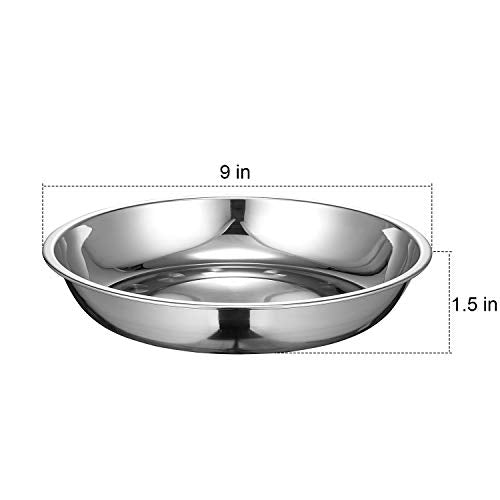 Eslite 9-Inch 18/10 Stainless Steel Dinner Plates - Set of 6