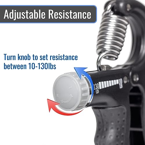 Adjustable Hand Grip Strengthener Set with Grip Tracker for Rehab & Fitness