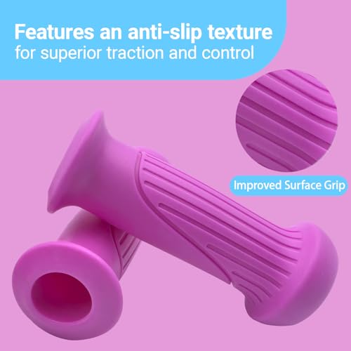 Kids Bike Handlebar Grips - Non-Slip Soft TPR Rubber, 2pcs Pink