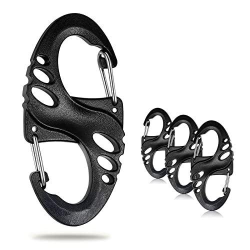 12 Pack Black 2" Plastic Carabiner Clips - Keychain Hooks