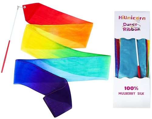 Rainbow Dance Ribbons - 100% Silk Streamers for Kids - 1-Pack