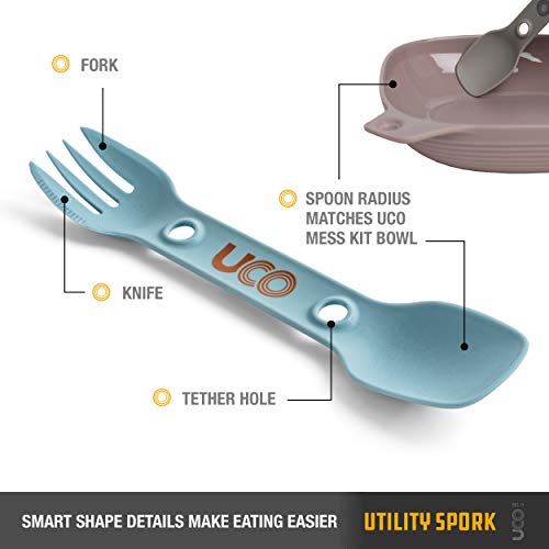 3-in-1 Camping Spork - Lightweight Spoon, Fork & Knife - Stone Blue/Sand