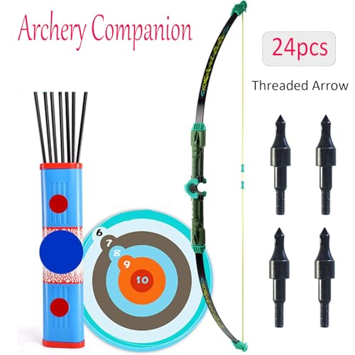 24 Black Screw-in Archery Field Points for Target Shooting, 100 Grain