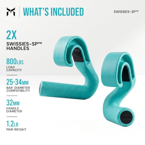 Kensui Swissies Pull Up Handles with 45° Angled Grip for Bars & Cables - Teal, Pair
