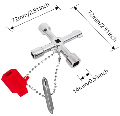 4-Way Utility Silcock Key - Heavy-Duty Zinc Alloy Water Key
