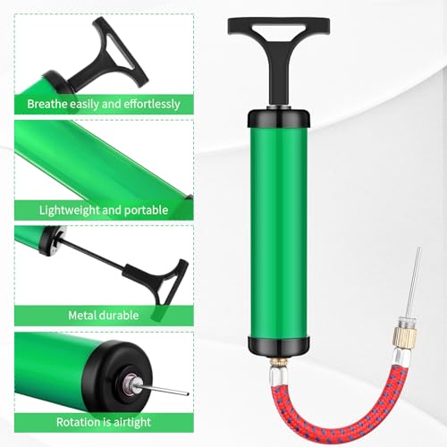 Reginary 10 Pack 8 Inch Manual Ball Pump Kit with Green Hollow Style Nozzles