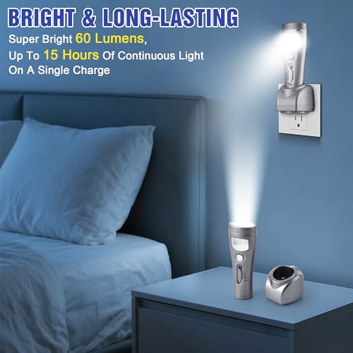 3 Pack Rechargeable Emergency Night Lights with Auto On Power Outage - Silver - Variation 3