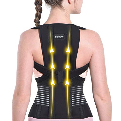 SICHEER Posture Corrector Back Brace for Women & Men Medium (Waist 34-38) — Adjustable