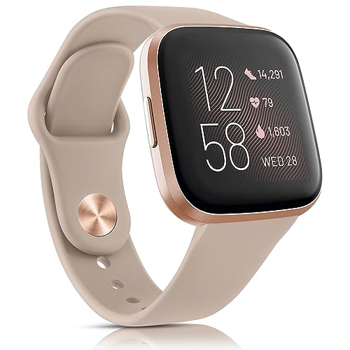 Soft Silicone Sport Watch Band for Versa 2 and Versa Lite - Milk Tea