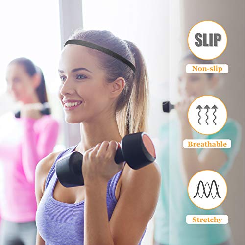 12 Pcs Non-Slip Elastic Headbands for Sports - Black