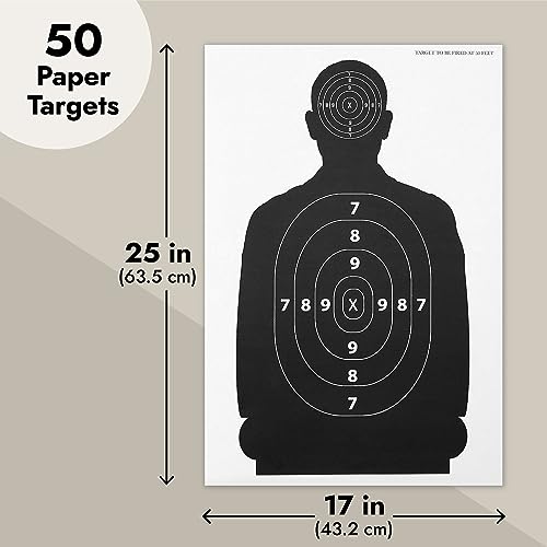 Shooting Targets for Shooting Range - 50 Pack, 17x25" Pistol Targets