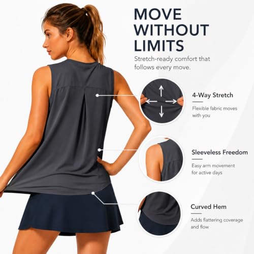 Women's Sleeveless Workout Tank Top - Quick Dry, Small - Dark Grey