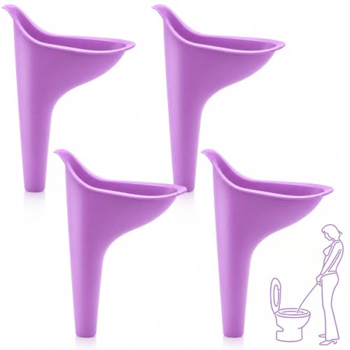 Portable Female Urination Device - 4PCS Silicone Pee Funnel Set - Purple