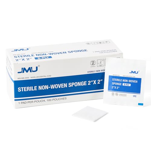 Sterile Gauze Pads 2x2 - 100 Pack 8-Ply Non-Woven Sponges
