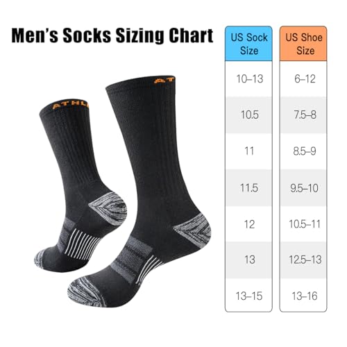 JOYNÉE Black 5 Pairs Men's Lightweight Athletic Cushioned Crew Socks - Large