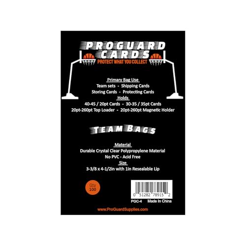 Team Bags for Card Sets - 100 Resealable Ultra Clear Bags - Variation 1