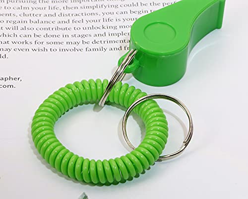 Loud Plastic Sport Whistle Set with Stretchable Wrist Keychains - 6 Colors