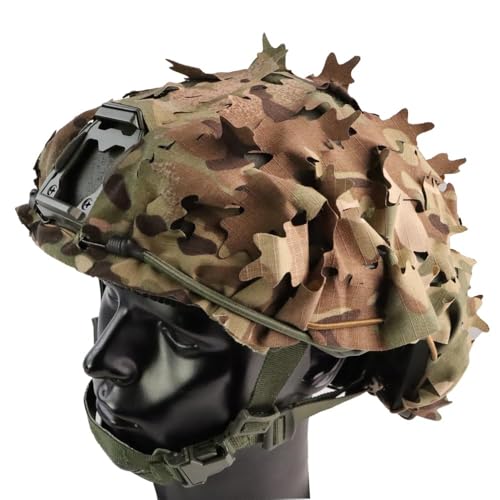 JOAXOR DP 3D Laser-Cut Tactical Helmet Cover, Breathable Mesh Camouflage