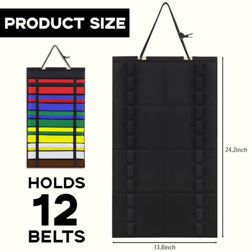 Karate Belt Display Rack - Holds 12 Martial Arts Belts