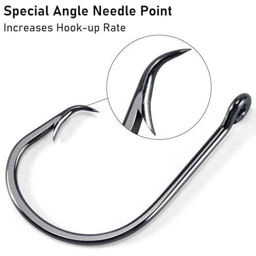 Circle Hooks - 50 Pack Black Nickel #1/0 In-Line Octopus Hooks