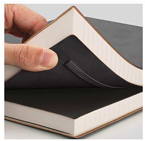 EMSHOI Ruled Leatherette Notebook B5 Size, 204 Pages, Black