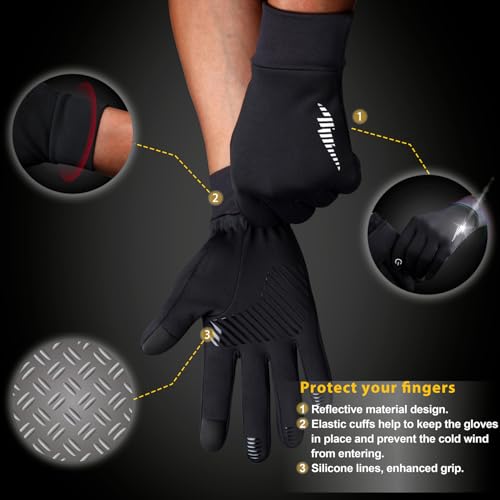Thermal Touch Screen Gloves for Winter Sports - Non-Slip Fleece Lined