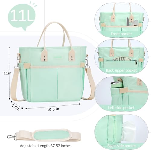 MAXTOP Insulated Lunch Bag for Women Large Green - Leakproof Cooler with Wide-Open Pocket, Removable Shoulder Strap