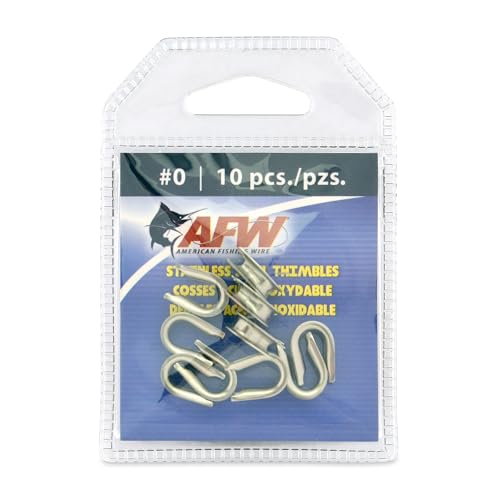 Stainless Steel Thimbles - Fishing Cable Protectors, 10 Pieces, Size 0