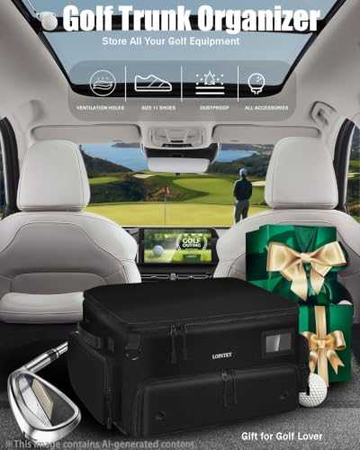 LOINTET Waterproof Golf Trunk Organizer with Ventilated Shoe Compartments - Black