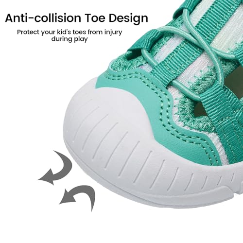 Kids Lightweight Water Shoes - Breathable Quick Dry Sandals - Green & Multi - Toddler