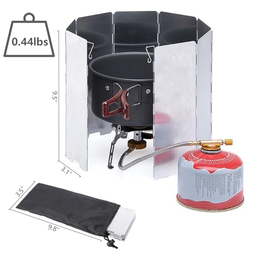 Foldable Aluminum Camping Stove Windscreen - 8 Plates with Carrying Bag