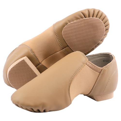 Leather Jazz Dance Shoes for Kids - Slip On, Brown, Size 13