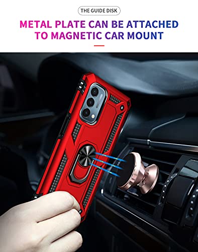 OnePlus Nord N200 5G Case - Heavy Duty Shockproof Red with Kickstand