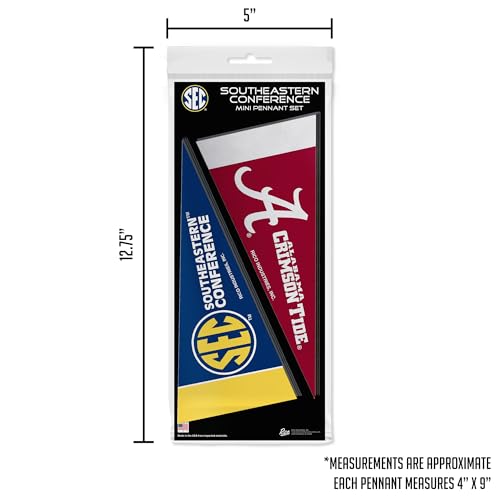 NCAA SEC Mini Pennant Set - 4" x 9" Felt Team Flags
