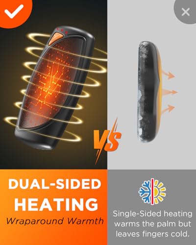 VIMWING Black Rechargeable Hand Warmers with Power Bank Case - Dual-Sided, 14,000mAh, Portable, Long Battery Life, Ideal for Men Women, Gifts