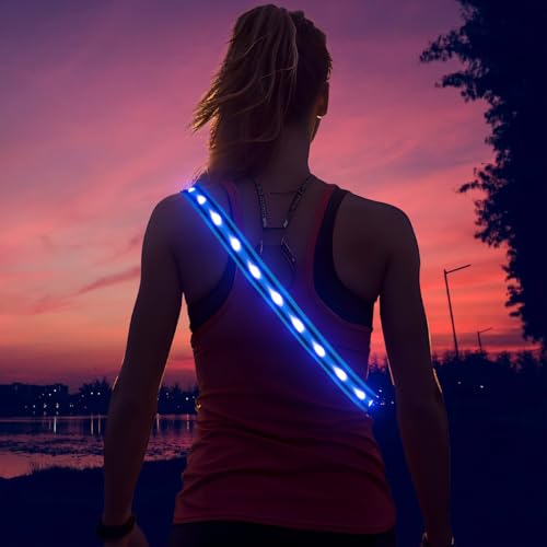 Illumifun Royal Blue LED Running Belt - USB Rechargeable High-Visibility Waist Light for Night Running & Cycling