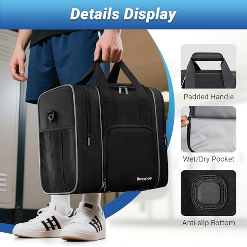 Bosynoy Black Bowling Ball Bag with Shoe Compartment - 1 Ball Tote