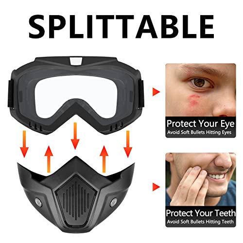 Tactical Airsoft Mask with Goggles - Black Detachable Design