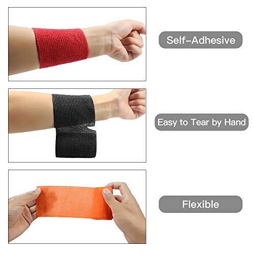 Self-Adhesive Elastic Bandage Wrap - 6PCS 3in x 14.7ft Black