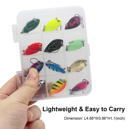 Fishing Spoon Lures Kit - 12pcs Colorful Spinner Hard Baits