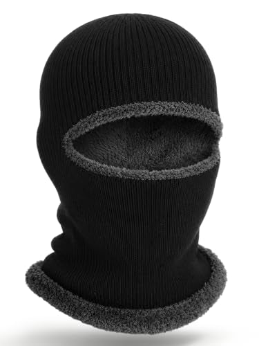 Ski Knitted Mask for Men - 1 Hole, Medium, Black