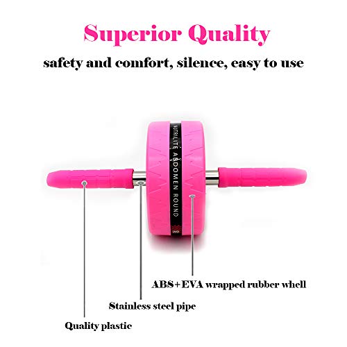 Ab Roller Wheel Set for Abs Workout - Includes Knee Mat & Jump Rope - Pink