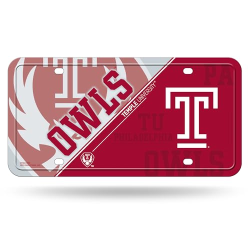 NCAA Temple Owls Split Design Metal Auto Tag - 6" x 12"