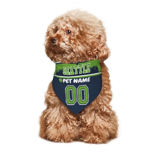 Personalized Seattle Dog Bandana - Custom Name & Number - One Size