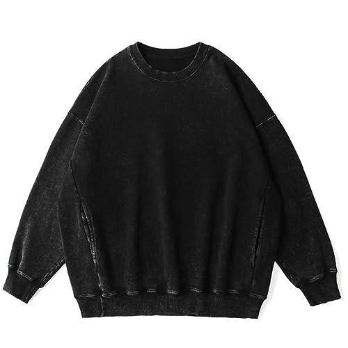 X-Large BINTEHGS Oversized Black Sweatshirt for Women with Pocket & Crew Neck