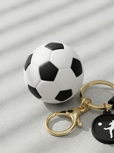 Soccer Keychain Gift Set - 2pcs with 3D Ball & Player Charms