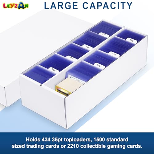 Leyzan 6-Pack Trading Card Storage Box - 2-Row Bulk Card Organizer for TCG & Sports Cards