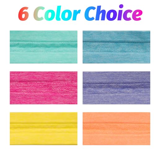 6-Pack Non-Slip Athletic Sweat Headbands - Orange, Magenta, Sky Blue, Purple, Yellow, Light Green